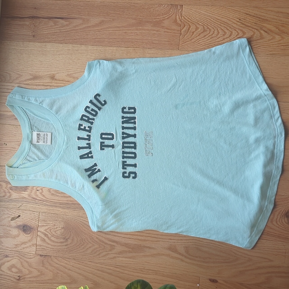 PINK. "I'm Allergic To Studying" Tank-Top. Size Small.